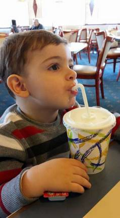 Oh Baby, it's Spring! Baby Photo Contest Photo, Jennifer Biongo of Harriman Luca Ryan Biongo, 20 months. "Going out to lunch with my grandma and great grandma is so much fun."