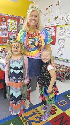 From left: Rachel Pflanz, Mrs. Fean, and Jayde Lazier on Wacky Friday