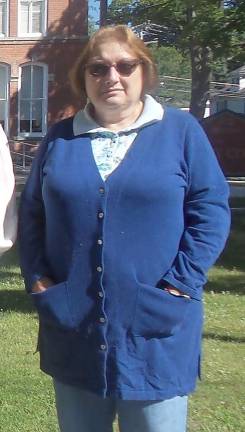 Janet Heim outside the Pike County Courthouse last summer (Photo by Frances Ruth Harris)