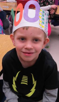 Hats Off to the 100th Day of School Joshua Schmick, a kindergartner inAmy Ardler’s class.