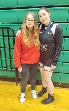 Delaware Valley Lady Warrior Wrestlers surpass all expectations in their first year Captains Kaelyn Balbirer (left) and Sarach Seltzer (Photo provided)
