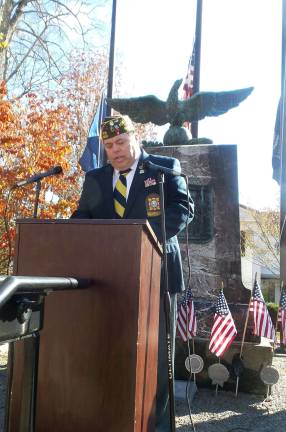 'Our freedom will never be free' Commander Gregory Protsko of VFW Post 8612 gave the keynote speech (Photo by Frances Ruth Harris)