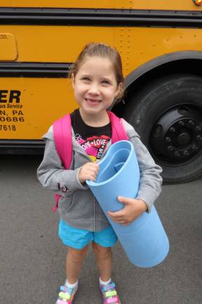 Small kindergarten class points to decline in enrollment A kindergartener no more: Alyssa Lewis arrives for her first-ever school day one year ago, when she was headed for Mrs. Monica Gilroy’s kindergarten class (Photo provided)