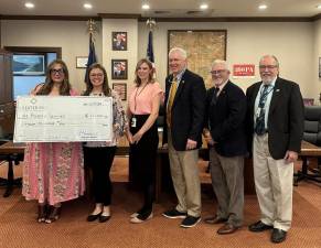 L-R: Jessica Zufall, executive director, Greater Pike Community Foundation; Stephanie Everson, Pike County Human Services housing coordinator; Kayla Orben, Pike County Human Services assistant director; and Commissioners Ronald Schmalzle, Matthew Osterberg and Tony Waldron.