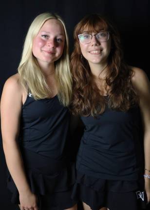 Tennis team hits the ground running DVHS tennis captains Emma Strickler and Ruby Bailor.