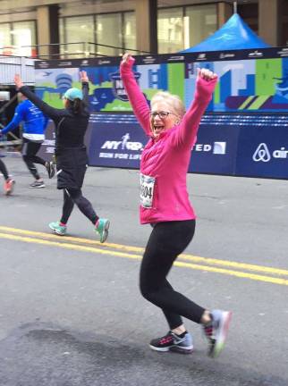 Together, we can find a cure Barbara Lipton completed her ninth half marathon in March, raising more that $2,000 for the Pocono FoxTrot and the Michael J Fox Foundation. To donate visit poconofoxtrot5k.org (Facebook photo)