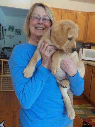 Chrisanne Cubb and Benni back in February, when he first arrived in Milford (Photo by Frances Ruth Harris)