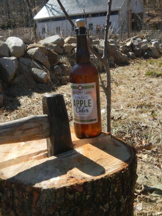 Locals brew up first NJ hard cider company Photos by Evelyn Willard A bottle of Twisted Limb Hard Cider in front of a planted apple sapling.