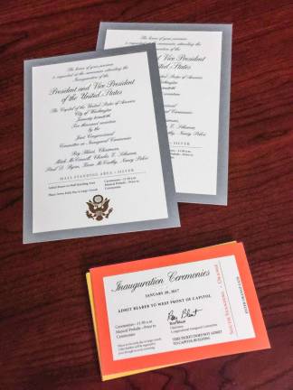 Students' D.C. trip ends with Inauguration ESU students participating in The Osgood Center for International Studies Presidential Inauguration Program receive invitations to the Inauguration ceremony. (Photo provided)