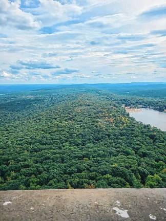 Budget cuts could hurt Appalachian Trail <b>A bird’s-eye view of the Appalachian Trail to the left and Lake Marcia to the right from the top of the High Point Monument in High Point State Park in Wantage. (Photo by E. Looney) </b>