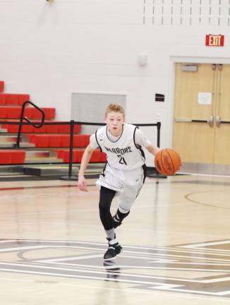 Delaware Valley Warriors meet West Scranton Invaders in 'Court Battle' Delaware Valley’s Blake Gearhart scored 12 points. (Photo by George Leroy Hunter)