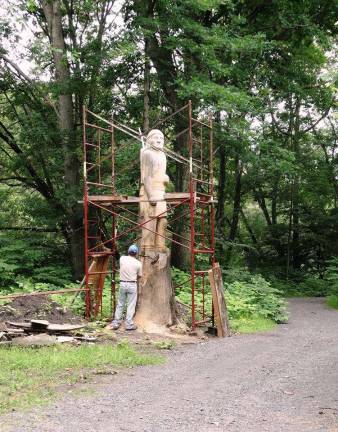 Lackawanna River Heritage Trail to open new section Tom Austin created several works of art depicting the region’s Native American heritage, including this carving of a red oak tree that was to be cut down. (Facebook photo)