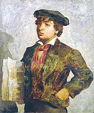 “Newspaper Boy” by Edward Mitchell Bannister (1869)