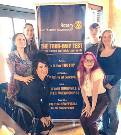 Rotary Club announces essay contest winners Left side: DV English and journalism teacher Leslie Lordi, English Department Chairperson Jackie West, and Assistant to the Superintendent for Academic Leadership and Culture Nicole Cosentino. Right side: Peyton LaRocco, Ava Kraszewski, and Marissa Gates.