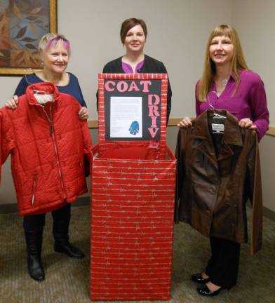 BPW seeks coat donations for women veterans Three members of the Wayne County Business and Professional Women, all with family or personal ties to the military, have organized a coat drive for women veterans. From left: Betty Caruth, PhD, RN; Jolene Pryzant, LPN and Melissa Rickard, CRNP (Photo provided)