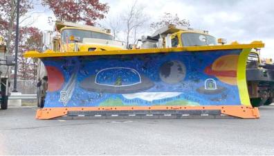 The plow painted by Delaware Valley High School students.