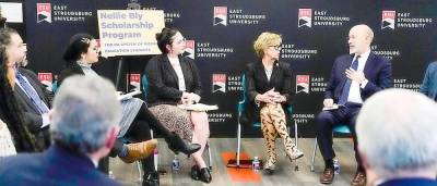 Pennsylvania Governor, Tom Wolf and East Stroudsburg University President, Marcia G. Welsh join students and faculty for a roundtable discussion about the Nellie Bly Scholarship Program