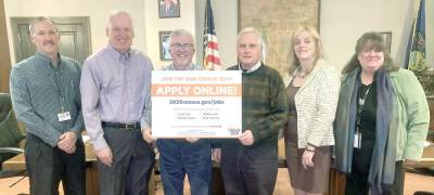 Pictured (from left): Pike County Planning Director Michael Mrozinski; Pike County Commissioners Ronald Schmalzle, Matthew Osterberg, and Steve Guccini; Pike County Workforce Development Director Cynthia DeFebo; and U.S. Census Bureau Partnership Specialist Colleen LaRose.