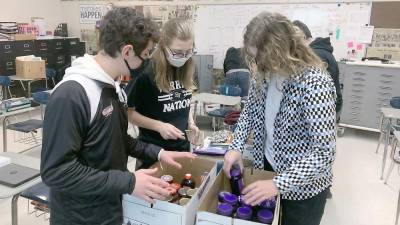 High school students collect PB&amp;J for food pantries