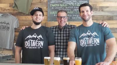 Brewery owners Ryan Scott (left) and Joe Fischer (right) with architect Richard Pedranti.