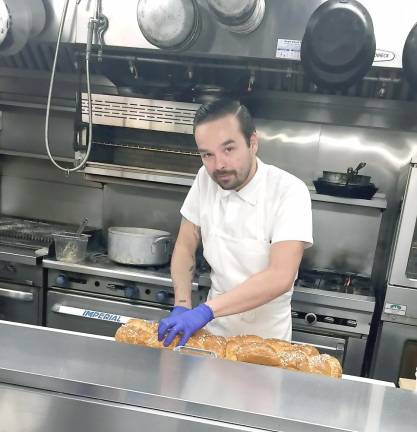 Bryce Stevenson in the Hotel Fauchère kitchen