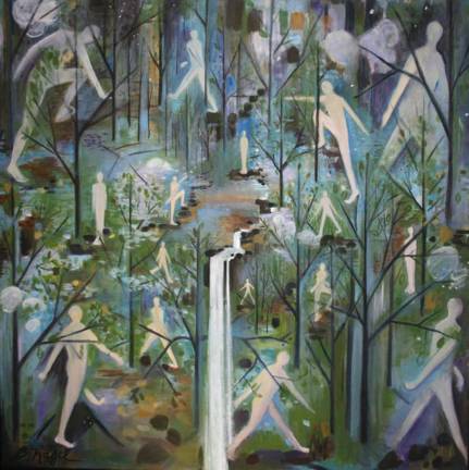 UpFront Exhibition Space announces ‘Fall into Winter’ art show ”Walking Man,” by Barbara Nagel.