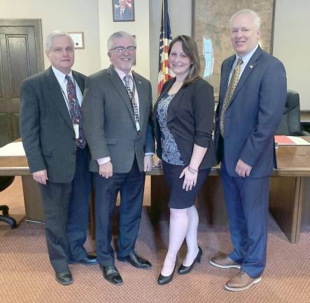 From left: Pike County Commissioners Steve Guccini and Matthew Osterberg; Carbon-Monroe-Pike Drug and Alcohol Commission Milford Outpatient Supervisor, Shannon Wisniewski; and Pike County Commissioner Ronald Schmalzle.