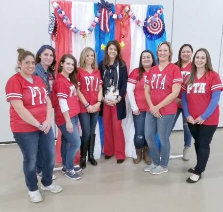 Members of the PTA with Kim Butaitis, Dingman-Delaware Primary School principal (center)