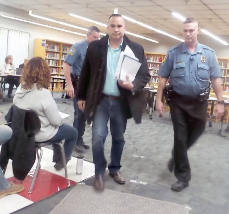 On March 17 Matthew Contreras was for the second time expelled from a Delaware Valley school board meeting (Photo by Frances Ruth Harris)