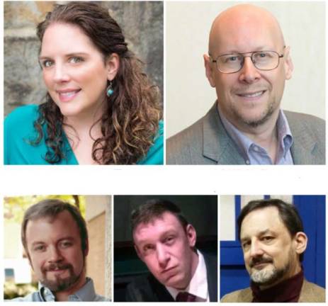 Authors, agents, and publishers to speak at Pocono Writers Conference Clockwise from top left: Kate Moretti, Ian Randal Strock, Michael A. Ventrella, William Reeves, and Damon Suede