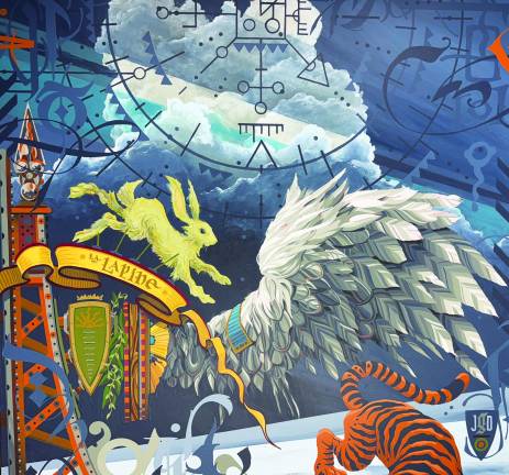Honesdale. New art exhibit by Jeff George at WCAA Gallery ”Tiger Chase” (2025) by Jeff George.
