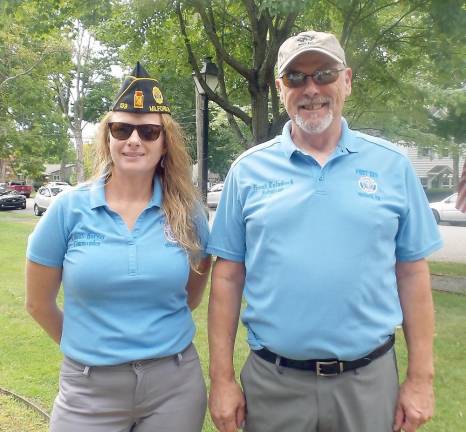 Connie Harvey, Marsch-Kellogg American Legion Post 139 Commander , with Adjutant Frank Kalmbach (Photo by Frances Ruth Harris)