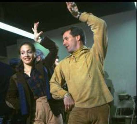 Community bids farewell to a Milford luminary Larry Fuller rehearsing Evita with Patti Lupone (Photo provided)