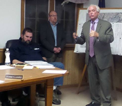 Tell us the worst: Public asks about new housing development proposed for Milford Legend Properties CEO Jim DePetris explains the scope of the project (Photo by Frances Ruth Harris)