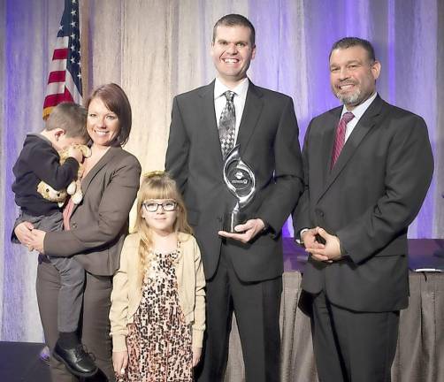 Education Secretary Pedro A. Rivera with Joseph Welch, a middle school teacher in the North Hills School District in Allegheny County, the 2020 Pennsylvania Teacher of the Year