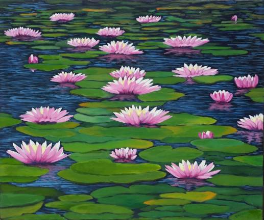 Artists celebrate local plants in 'Spring Fling' exhibit Peter Koenig's "Waterlillies"