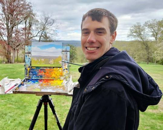 Milford. Grey Towers inspires art Artist Mitchell Saler with his landscape.