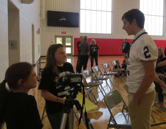Let’s go! Matt Cavallaro, DVHS class president and football player, talks to student reporters (Photo provided)