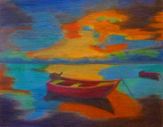Art on display around Port Jervis Joe Petrosi, Boats, color pencil.