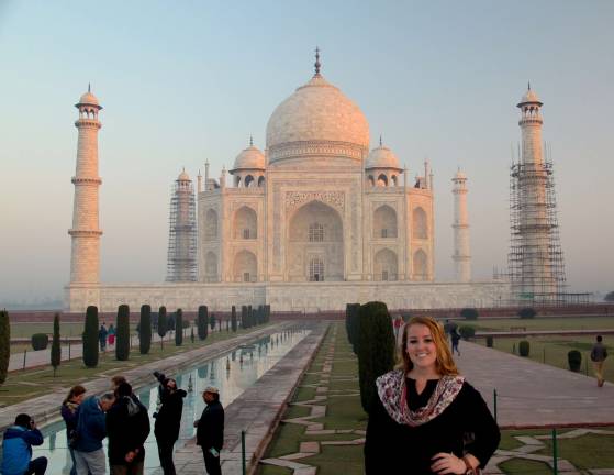 After India stint, Colleen Fagan urges students to see the world Colleen Fagan at the Taj Mahal (Photo provided)