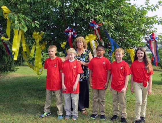 From left: William Fells; Taylor Allen; Florence Santini, Deerpark Town Clerk; Archit Patel; Logan Clarke; Keira LeMay