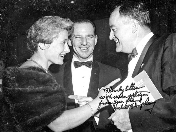 R. Peter Straus, chairman of Straus News, dies at 89 Straus also owned radio stations, including WMCA, the home of the Good Guys In addition to his career in newspapers and radio, R. Peter Straus was a life-long public servant active in Democratic politics. In this photo from the mid-1960s, Straus is flanked by his wife, Ellen Sulzberger Straus, and then U.S. Sen. Hubert H. Humphrey of Minnesota.