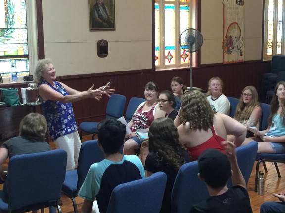 Musical director Sandy Stalter at rehearsals