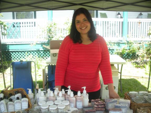 Fresh, local goods a plenty Jeanette Espinal sells handmade natural skincare, Dingmans Ferry, Pa.