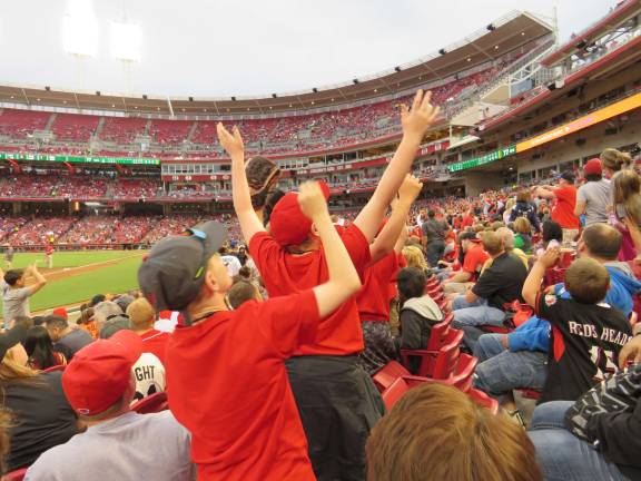 Documentary being produced by DVE-News/TV on inspirational author and playwright Photo provided DV newscasters at the Reds vs. Giants game.