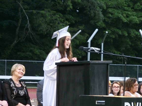 Salutatorian Leah Yost speaks