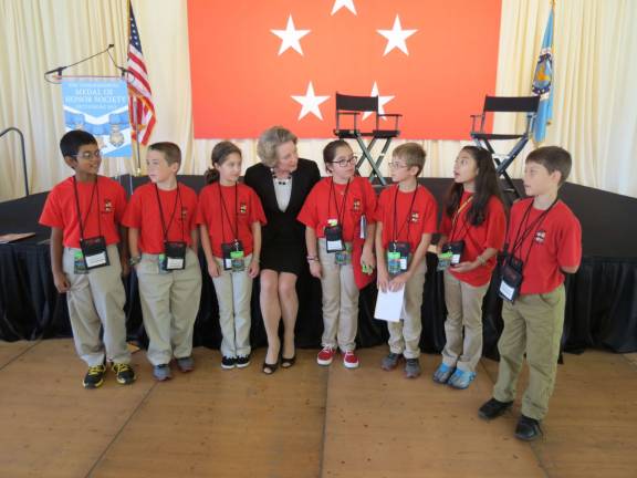 Meeting Medal of Honor heroes was our great honor Susan Eisenhower took time to talk with DVE-News/TV reporters during a Key Note discussion at the Eisenhower Farm on Sept. 19. From left: Tawhid Jahangir, Finnegan McCormack, Mikayla Krisanda, Susan Eisenhower, Laura Marquez, Daniel Zhivkovich, Michelle Andia, and Ryan Shearer.