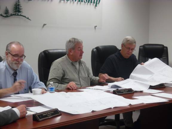 Firefighters also teach Dingman Supervisors, from left: Chair Thomas Mincer, Dennis Brink, and Kerry Welsh (Photo by Anya Tikka)