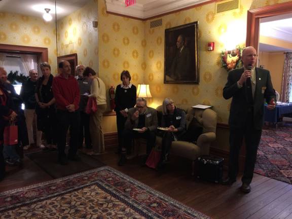 Bill Dauer, Director of Grey Towers National Historic Site, thanks volunteers (Photo by Linda Fields)