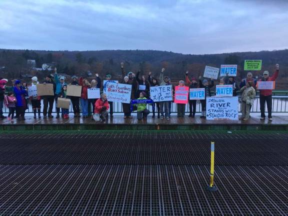 Local pipeline activists stand with Standing Rock Standing with Standing Rock, at a rally over the Upper Delaware